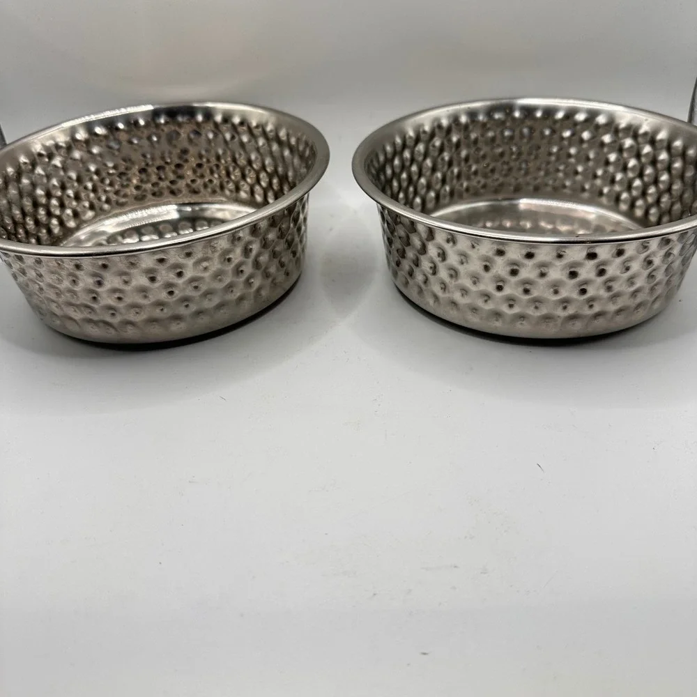 Set of 2 Arvo Stainless Steel Honeycomb Pet water/food Bowls Medium cat or dog